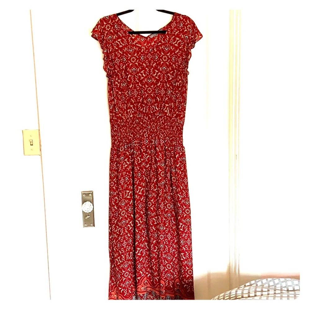 Red printed maxi dress